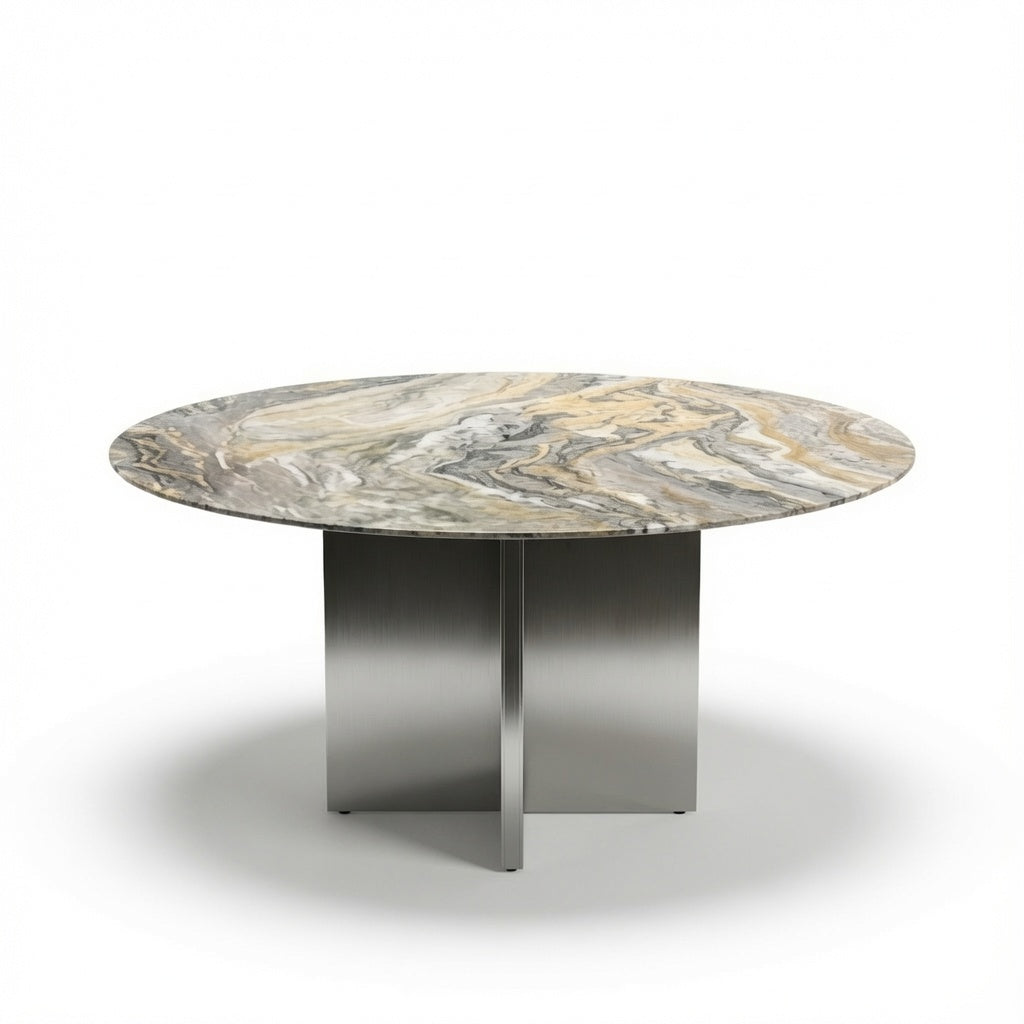 Marble Round Dining Table (Venice Brown)